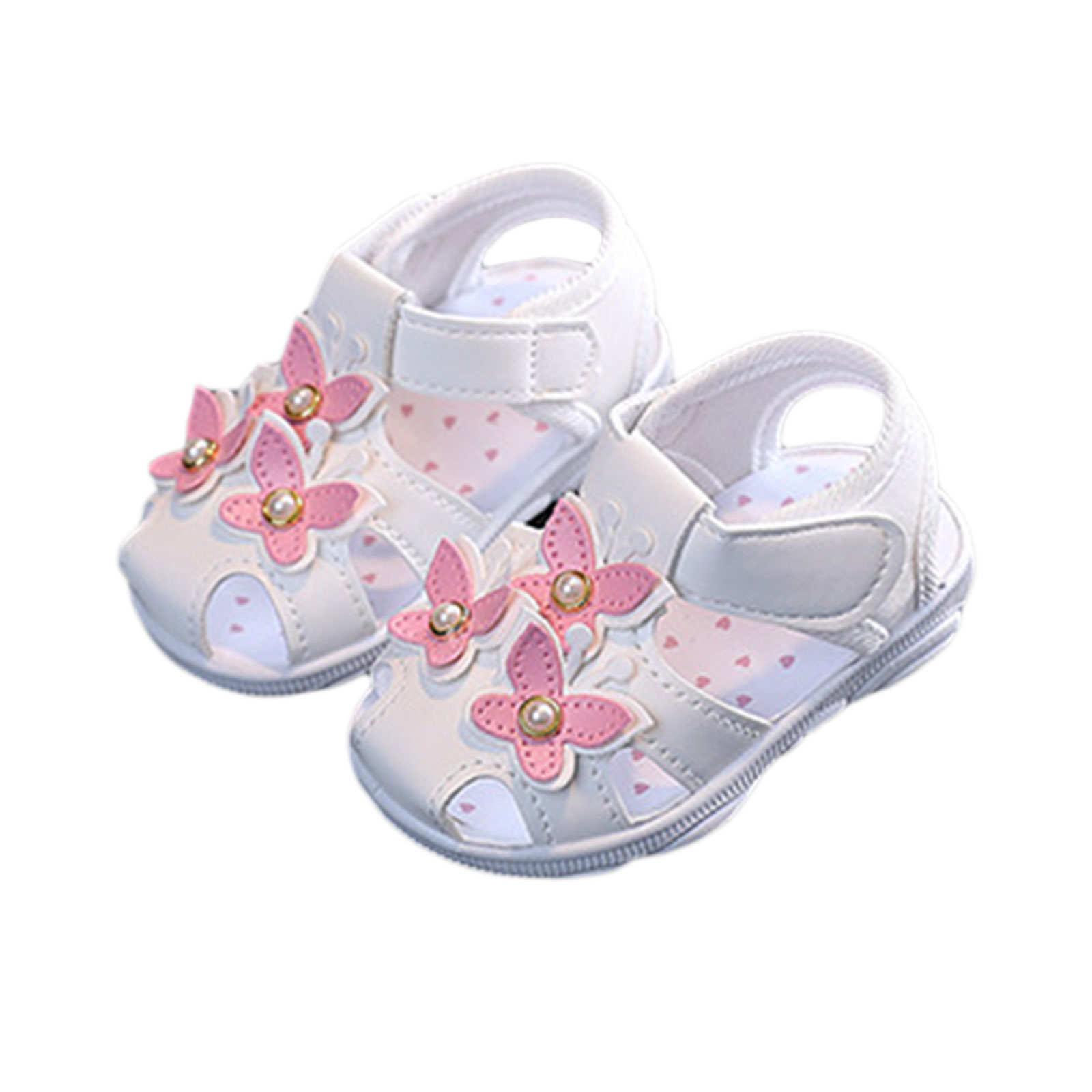 Baby Meisjes Gesloten Teen Sandalen 3D Vlinder Prinses Platte Schoenen Non-Slip Baby Eerste Wandelaars: B / 13CM