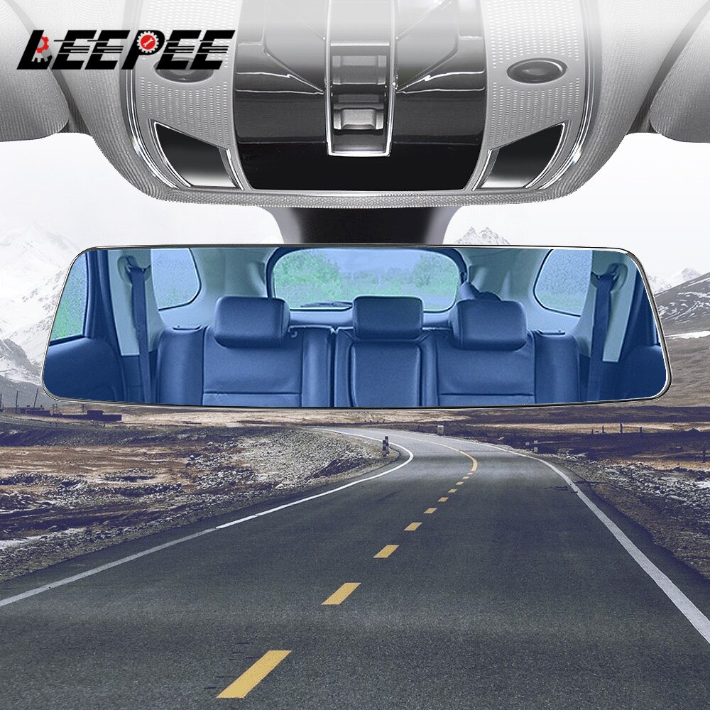 Espejo retrovisor Interior trasero para coche, microcurvatura de lente de 3000R, cristal HD de pantalla completa 2.5D, gran angular, antideslumbrante, azul, sin marco