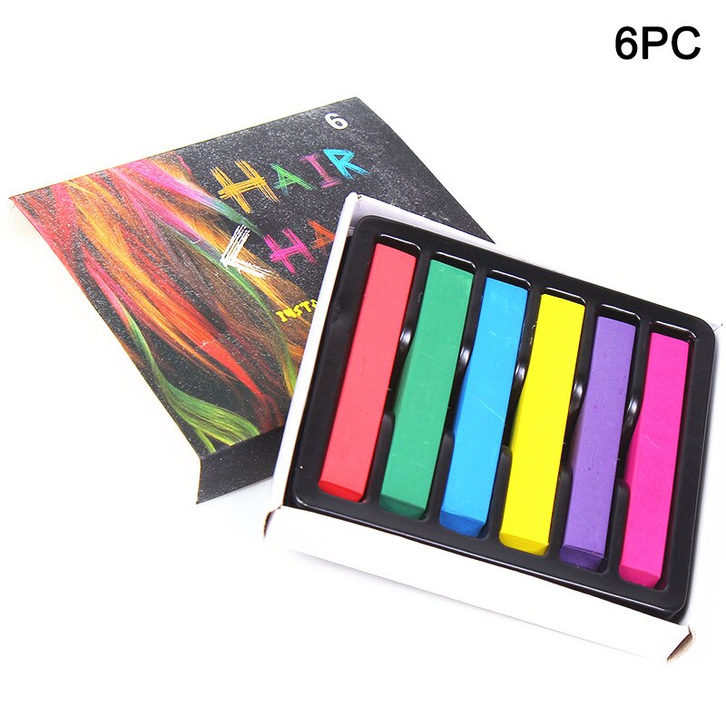 Horse Hair Chalk Temporary Washable Hair Coloring Dyeing Chalk Easy to Color FEA889: 6pc