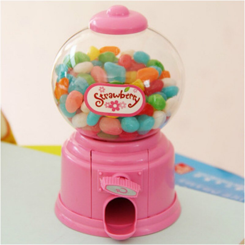 Sweets Mini Candy Machine Bubble Gumball Dispenser Coin Children Coin Bank Cans Toy For Kids Christmas Birthday: Pink