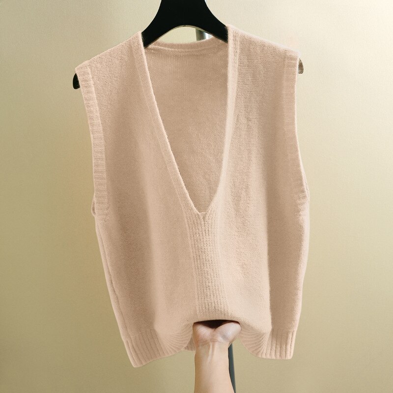 Gilet Sans Manches En Tricot Pour Femme - Col En V Profond - Style Vintage Et Décontracté - Matière Douce Et Chaude - Idéal Pour Superpositions En Hiver