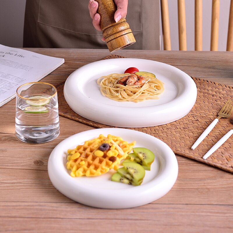 Ceramics Plate Home Kitchen Dining Bread Plate Salad Round Dessert Kitchen Ceramis Plates Tableware플레이트 For Western Food プレート