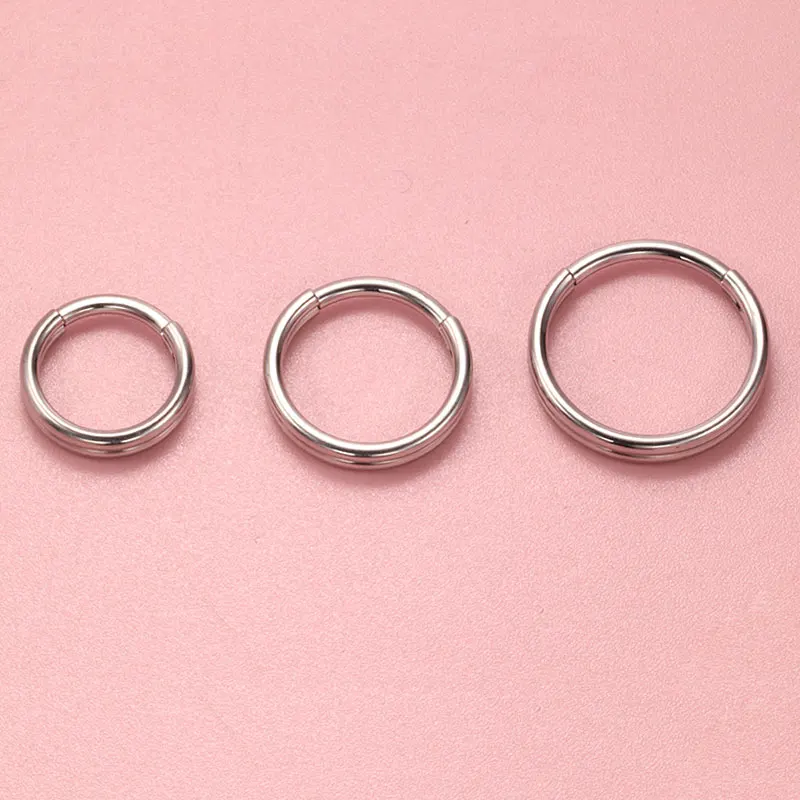 ASTM F136 Titanium 16G Dubbellaags Zirkoon Neus Clicker Segment Clicker Ring Helix Kraakbeen Neusring Piercing Lichaam sieraden