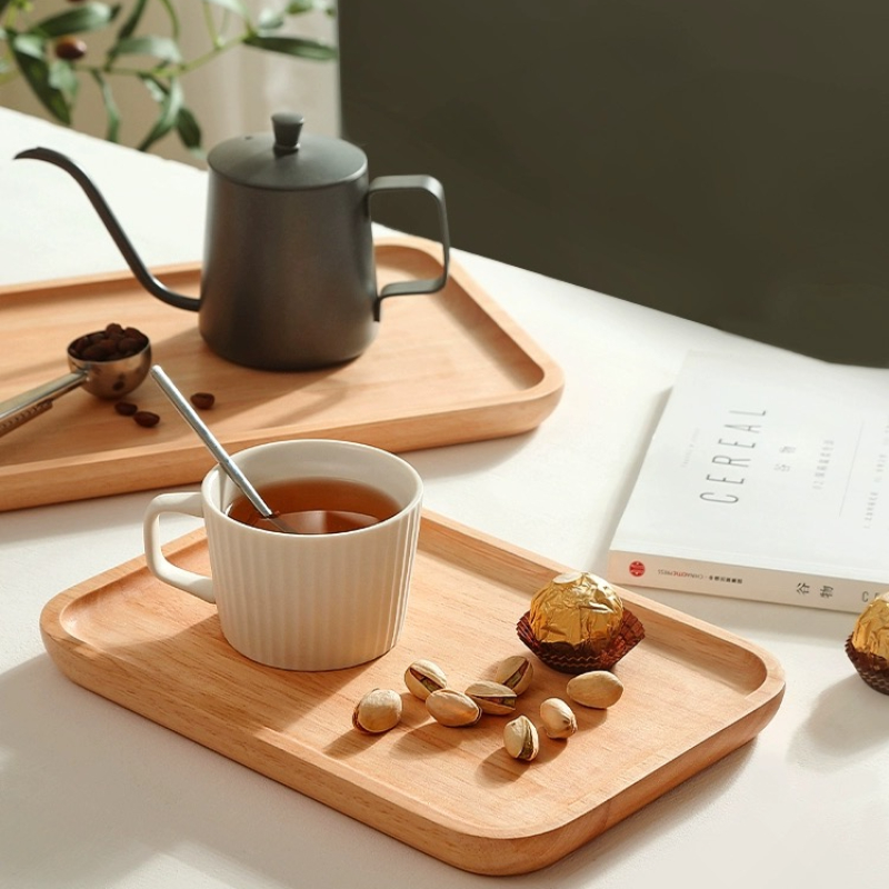 Japanisches Holztablett, Küchenzubehör, Massivholz, rechteckig, Servierset, Heimdekoration, Snacks, Brot, Obst, Holzteller