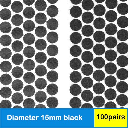 100 Pairs Self Adhesive Dots Round Nylon Black White Strong Self Adhesive Fastener Tape Disc Adhesive Strong Glue 10/15/20/30MM: 15MM Black