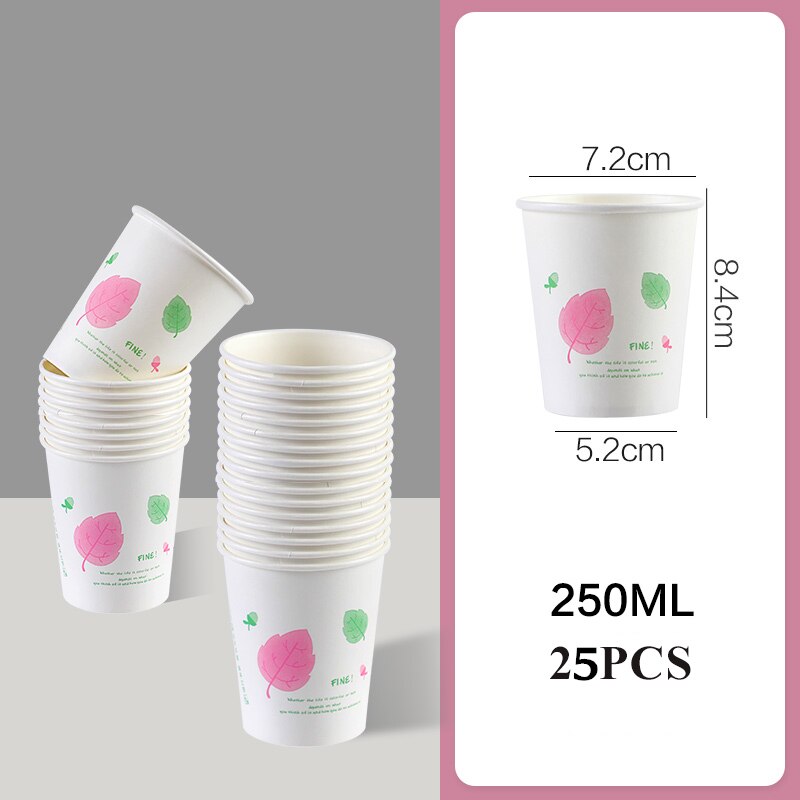 50PCS Disposable Paper Drink Cup for Coffee Milk Cola 250ml Takeaway Dessert Cups Bubble Tea Cup Non-deforming Kraft Paper Cups: D9605 25PCS