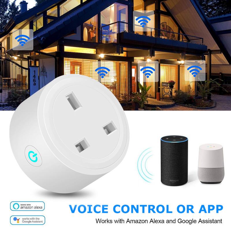 Portable Voice Control Smart Socket 16A UK Plug Wireless Timing Outlet Socket Power Switch With Alexa Google Home Smart Life APP
