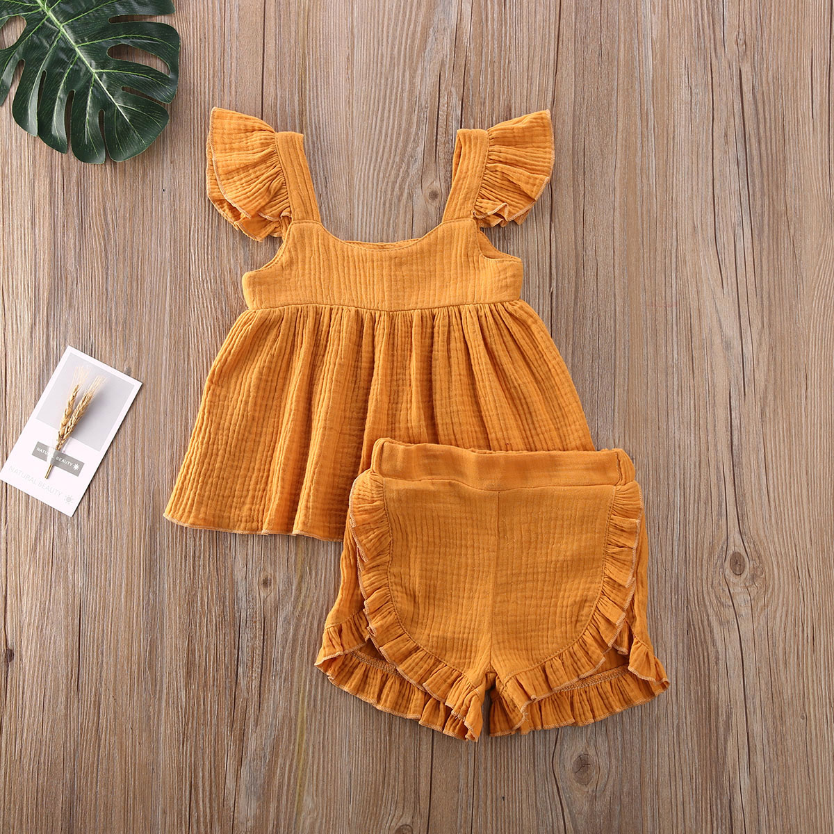 Vêtements d'été pour bébés, ensemble de 2 pièces pour bébés filles, en coton et en lin, chemise hauts haut et short en PP, tenue de soleil solide, tendance