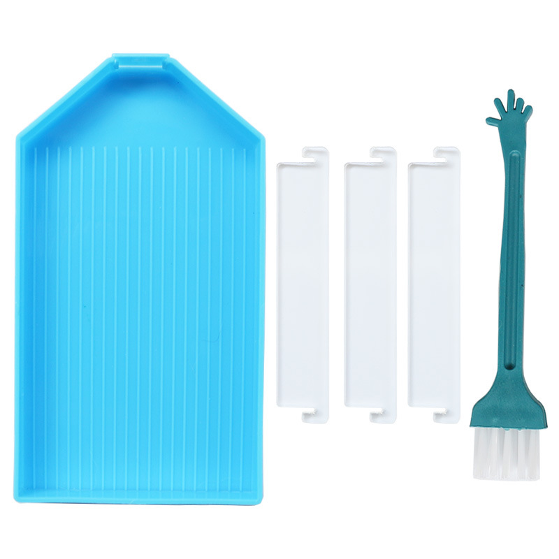 1Pc Large Capacity Point Drill Diamond Painting Tray Plate Embroidery Tool Accessories Organizer Storage Container for Beads: Deep Blue