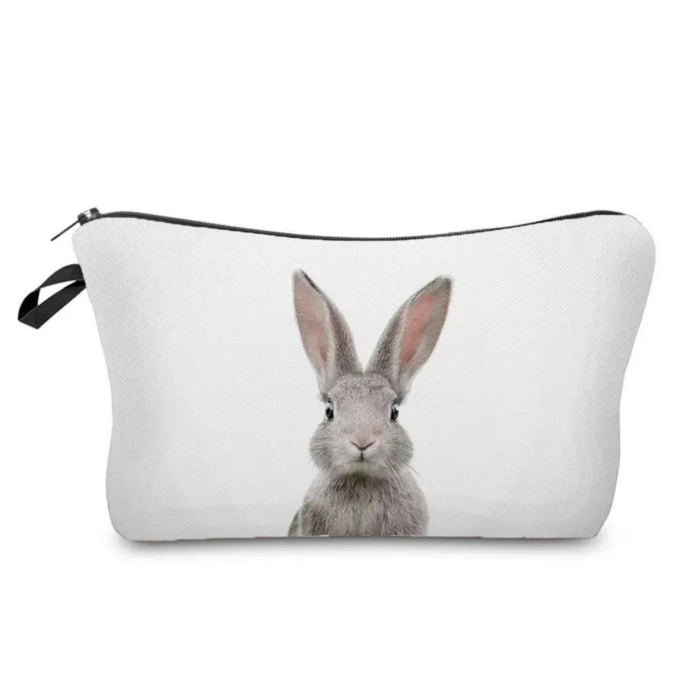 Cute Animal Series Panda Koala Elephant Print Women's Bag Casual Cosmetic Bags Waterproof Makeup Bag Portable Small Toiletry Bag: Orange