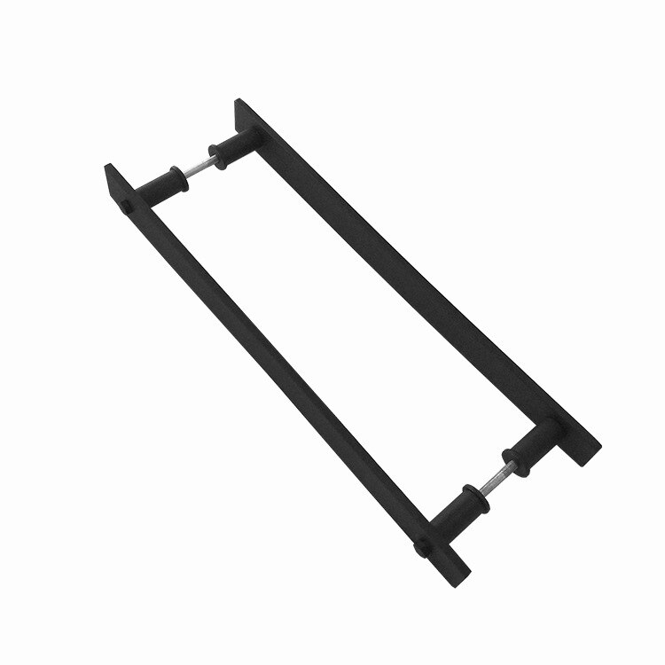 14&quot; Steel Rustic Black Barn Door Handle And Pull Wood Door Two-Side Flat Bar-to-Bar handles