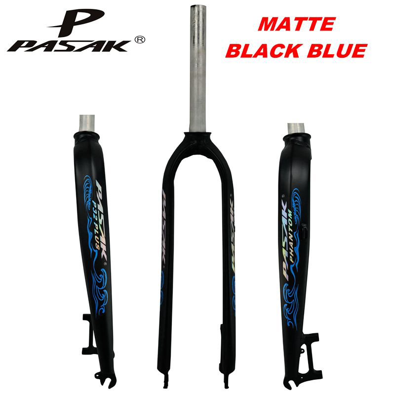 PASAK Vélo Dur Fourche 26 "27.5" 29 "en aluminium montagne vtt vélo vélo de route fourche rigide P32 modèle De Frein À Disque Composant: Matte Black Blue