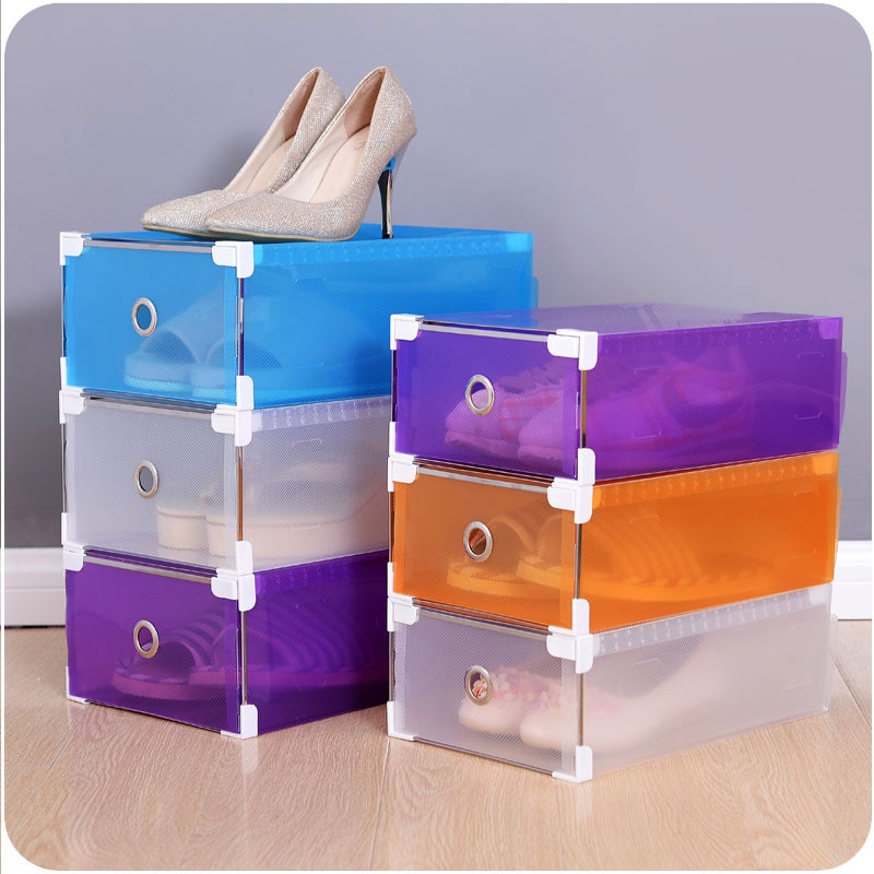 Eco-Friendly Transparent Shoe Hanger Plastic Rectangle Storage Box Shoe Organizer Thickened Drawer Shoe Box Home Stackable Box