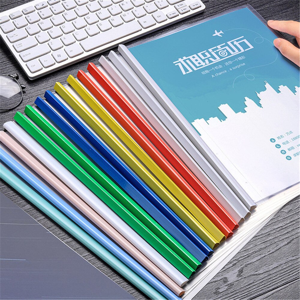 5pcs A4 Transparent File Folder with Plastic Clip Documents Protective Sleeve Papers Organizers School Office Accessories