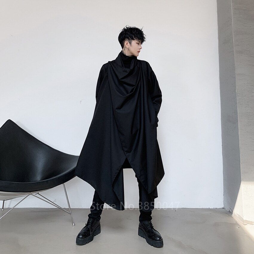 Japanese Kimono Dark Gothic Korean Style Trench Yukata Men Casual Loose Long Section Windbreaker male irregular