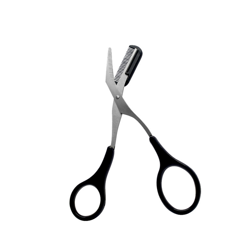 3 farbe Augenbraue Trimmer Schere mit Wimpern Kamm Haar Schere Edelstahl Augenbraue Rasierer Körperpflege machen-hoch Zubehör: 02 Schwarz