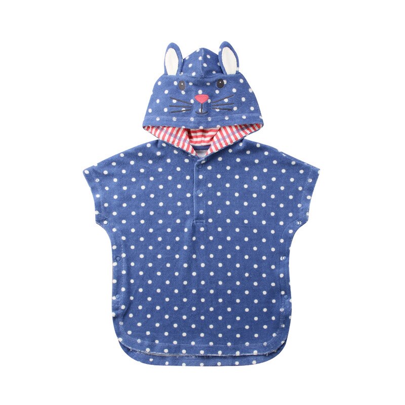 Zomer Kids Baby Meisje Jongen Hooded Gewaden Unisex Kind Losse Korte Mouw Poncho Zwemmen Strand Badjas Dier Gedrukte Robe 1-6Y: Blauw / 6