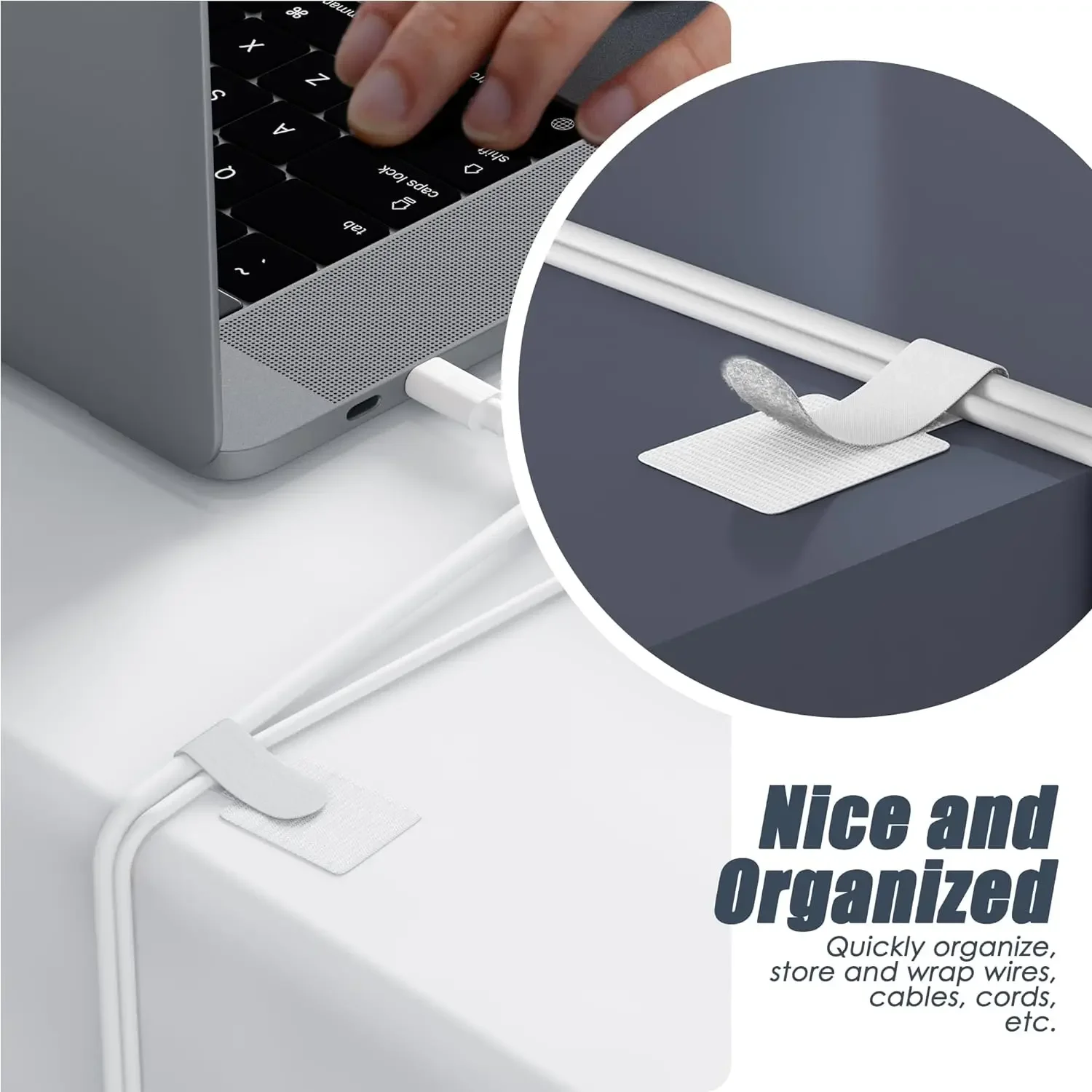Reusable Cable Ties Velcro Ties Self-Adhesive Power Cord Cable Holder Adjustable Cord Storage Desktop Organiser Manager