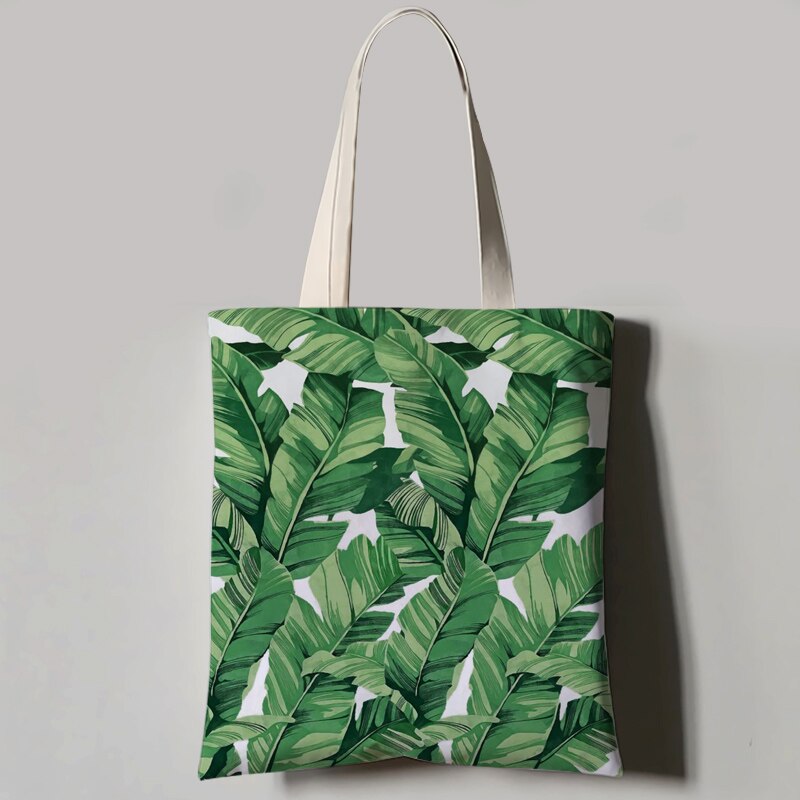 Turtle Leaf Tropical Plant Printed Tote Bag For Women Canvas Bag Ladies Shoulder Bag Outdoor Casual Tote Foldable Shopping: 7