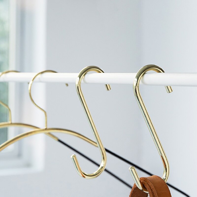 5 geladen goud s-haak muur opknoping ijzer mesh S haak kapstok keuken badkamer haak s haken