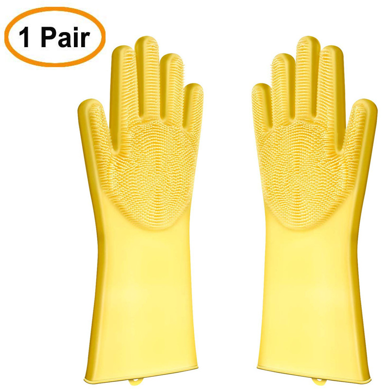 Gants de nettoyage en Silicone | directe, magique Silicone pour la vaisselle, outils de nettoyage, lavage de la vaisselle, grande pour la cuisine, la salle de bains: Yellow
