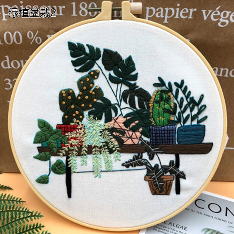 DIY Embroidery Kit 3D Embroidery Material Package Plants Series Cross Stitch Tool Bordados Primary Novice Hanging Painting Decor: 2