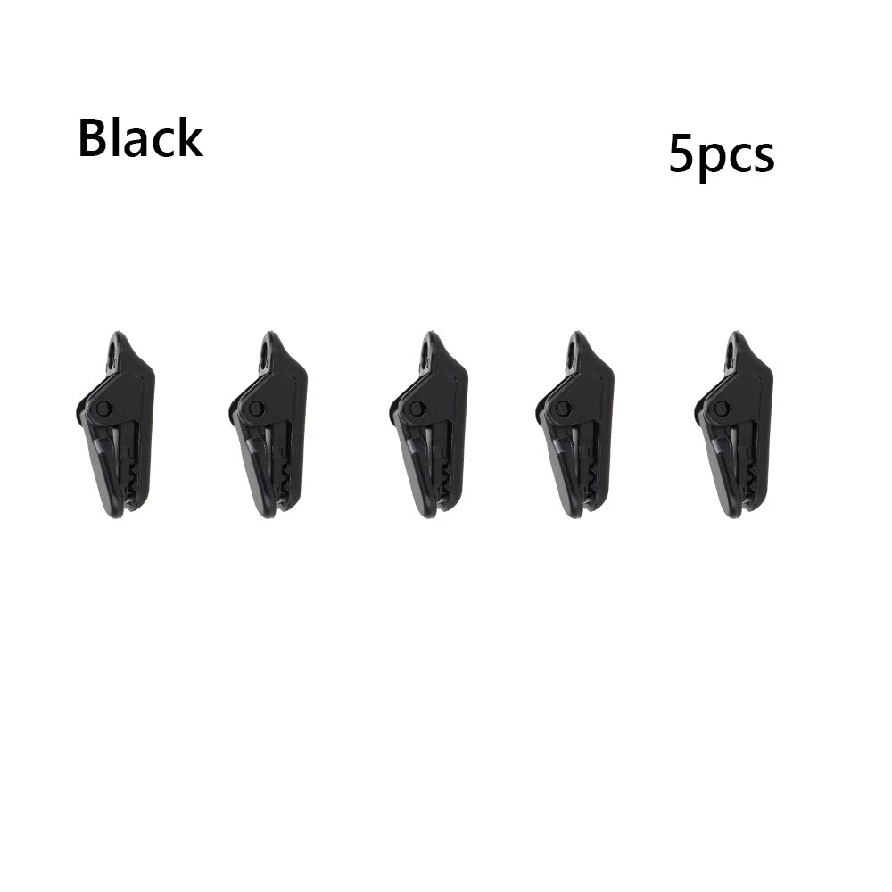 5/10 Uds Durable empresa de plástico Clip cocodrilo Clip de Clips para lona Camping tienda de máscaras para lonas al aire libre campamentos Kit: 5pcs  black