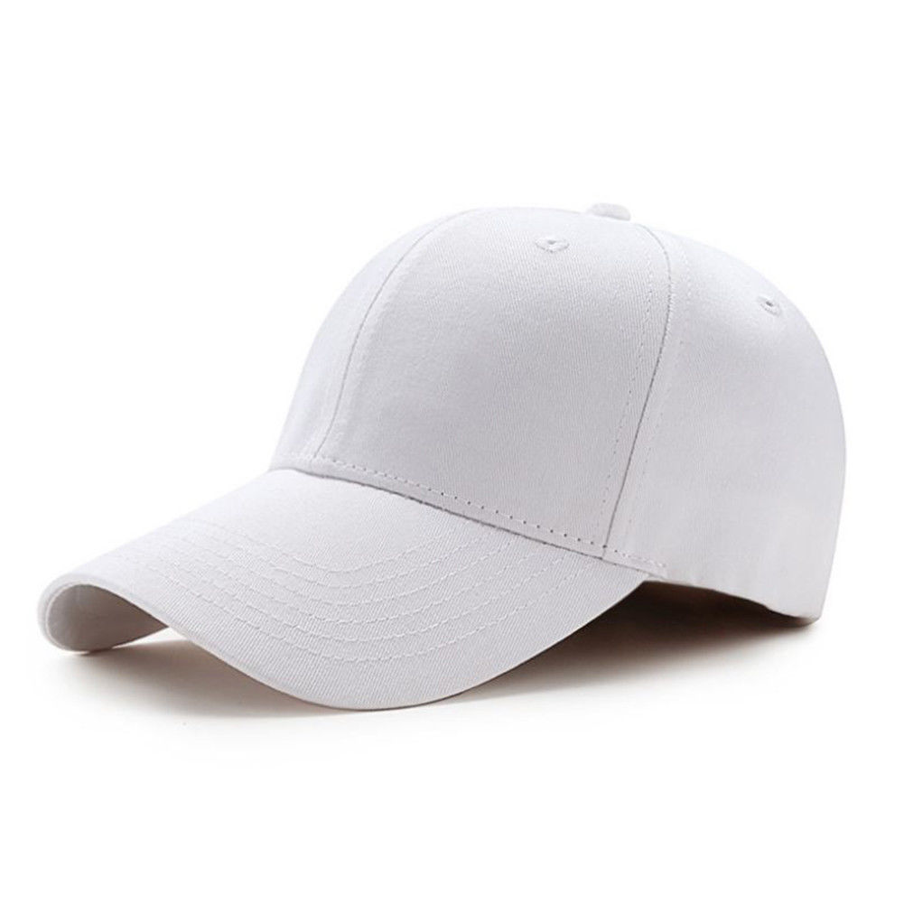 Mænd kvinder almindelig buet solskærm baseball cap hat ensfarvede justerbare kasketter: Hvid
