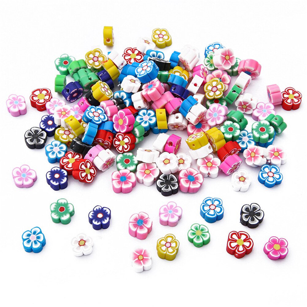 30Pcs30Pcs 10Mm Mixed Bloem Kralen Klei Kralen Polymer Clay Spacer Kralen Voor Handgemaakte Diy Armband Accessoires Sieraden Maken