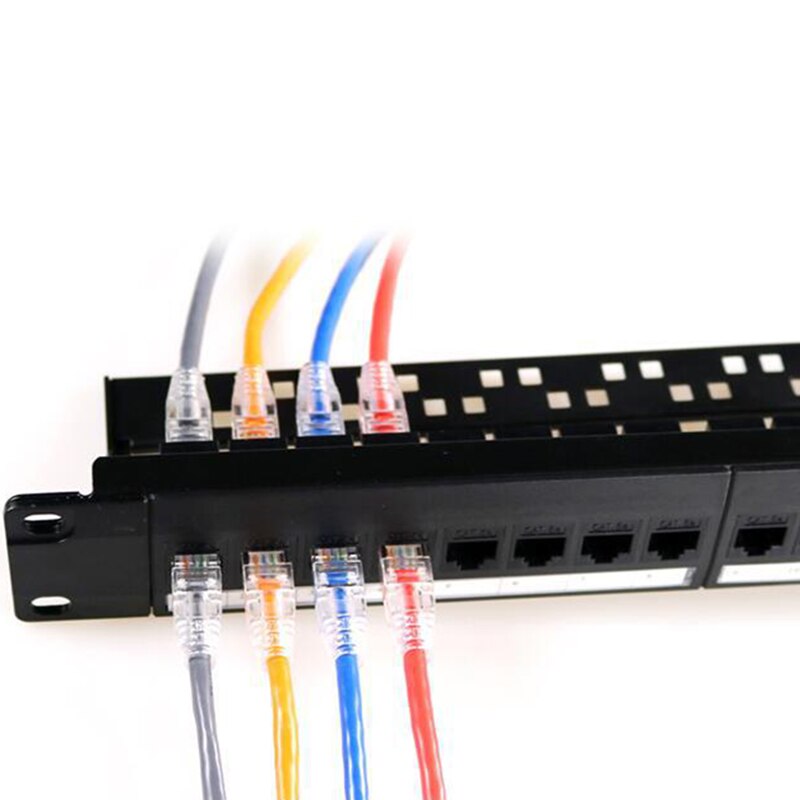 1U Kast Rack Type Straight Through 24-Poort CAT6 Patch Panel RJ45 Kabel Adapter Ladder Jack Modulaire Module