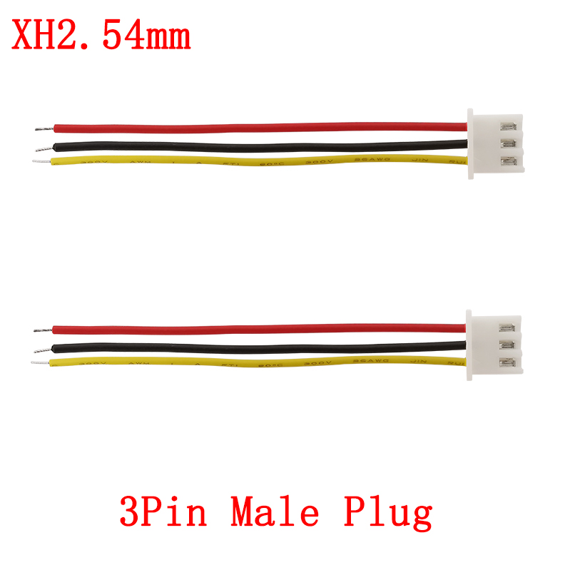 Conector JST Micro XH2.54 3 pines 4 pines conector de Cable paso 2,54mm 26AWG 20CM 3/4P adaptador de Cable de enchufe macho hembra: Verde militar / 10-19 Unids