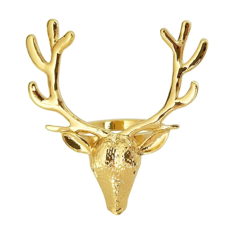 6 stk guld hjorte hoved serviet spænde jul hjorte serviet ring hotel dekoration klud spænde metal serviet ring: Default Title