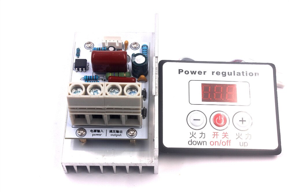 Ac 220v 10000w scr spændingsregulator hastighedskontrol lysdæmper termostat led display sølv