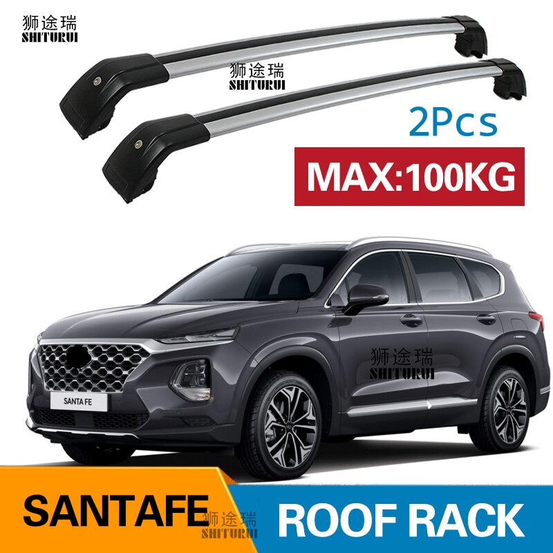 2 uds barras de techo para Hyundai Santa FE SUV barras laterales de aleación de aluminio Baca de barras cruzadas portaequipajes