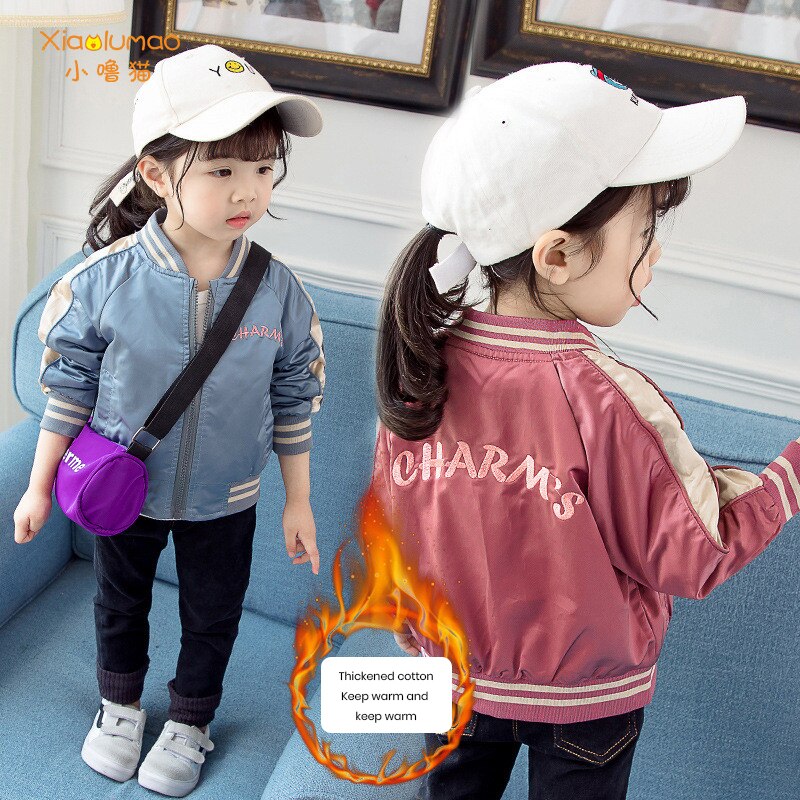 Winterjas voor babymeisjes, winterjas voor kinderen, warme katoenen jas met 3-8y letters, blauw en rood, nowsuit, kinderjas voor meisjes, winterkleding