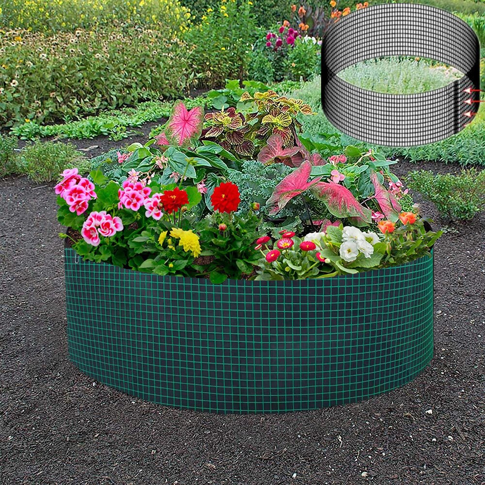 50/100 Gallons Fabric Garden Raised Bed Round Planting Container Grow Bags Fabric Planter Pot Green Garden iron Fence