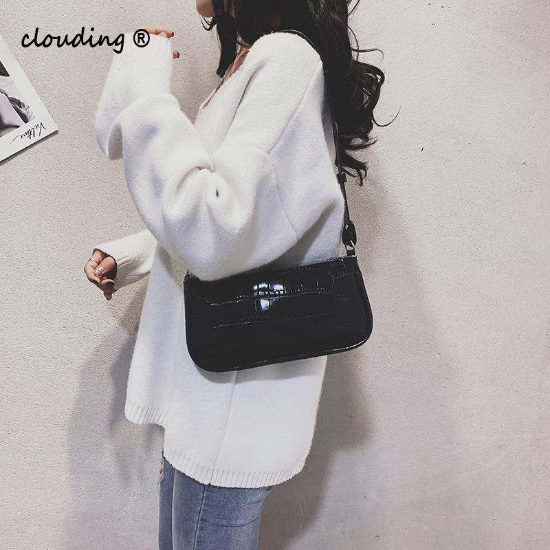 Krokodillenpatroon damestas zomer met rits effen kleur all-match schoudertas messenger shell bag