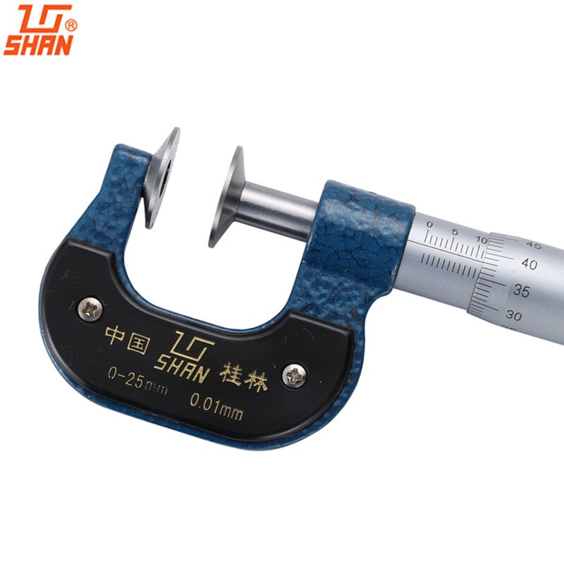 SHAN Disc Micrometer 0-25mm/0.01 Outside Micrometers For Lengths Of Gear Teeth And Paper Thickness Gauge Measuring Tool