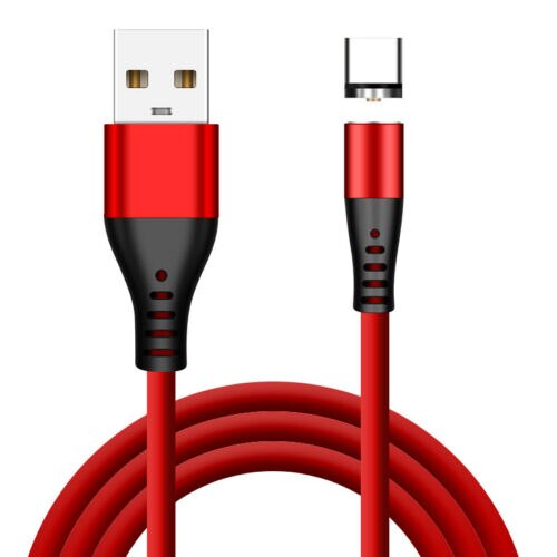 1M 360° Magnetic USB Fast Charger Date Cable Type-C For Samsung Galaxy S8 S9 S10 S11 Plus 10+ Note A90 A80 A40 50 Huawei P30 P20: Red (Type C)