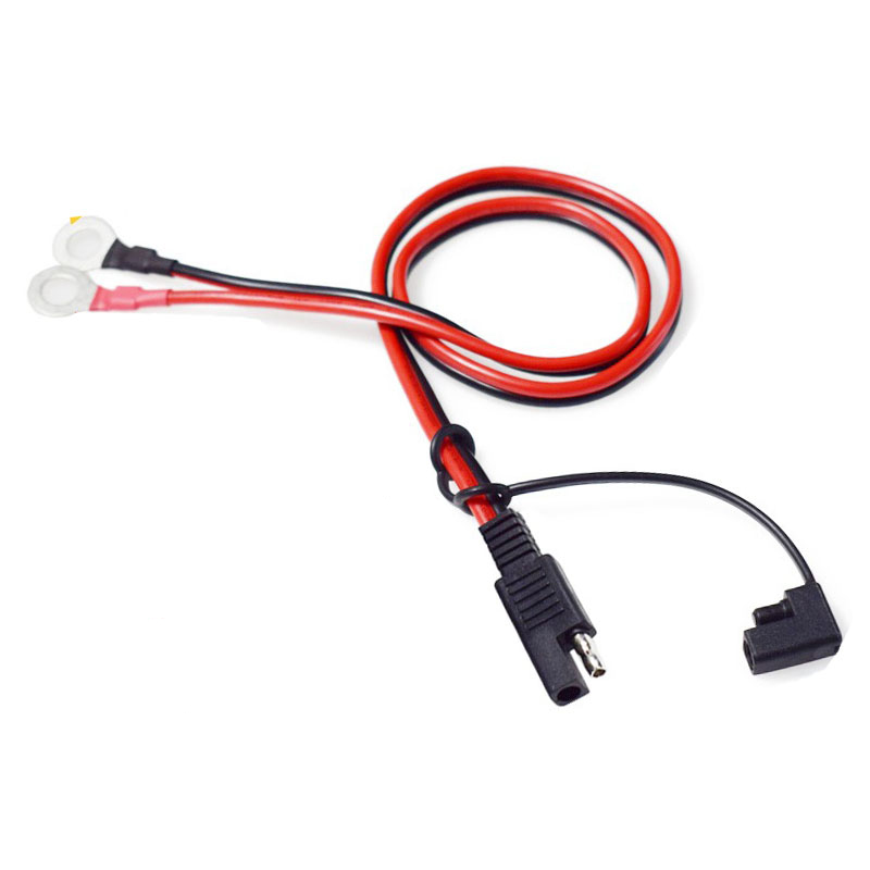 Battery Charging Cable Ring Terminal Wiring Harness 2-Pin Quick Disconnect Plug SAE Battery Extension Cable 60CM 14AWG