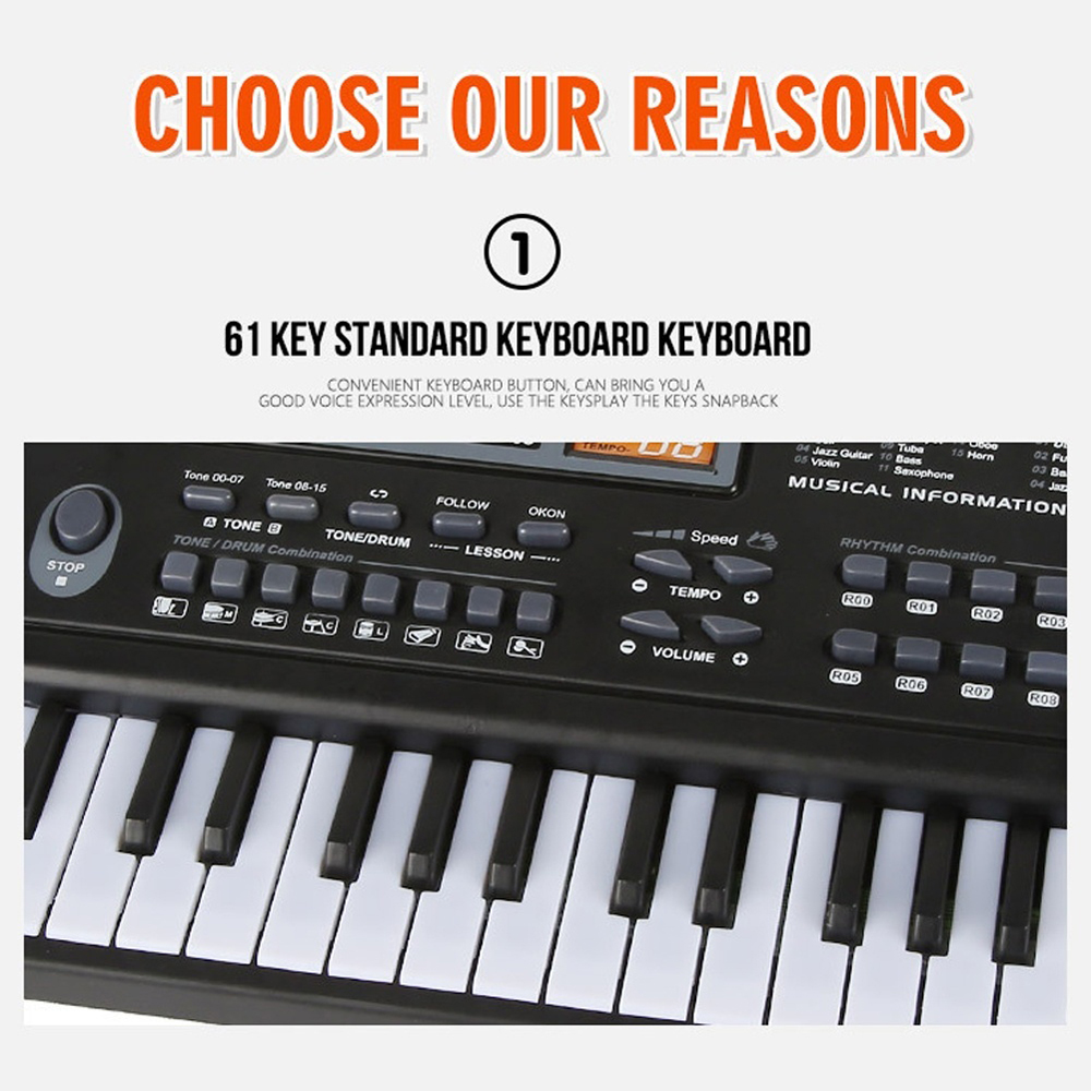 61 tangenter sort digital musik elektronisk keyboard keyboard elektrisk klaver børnemusikinstrument