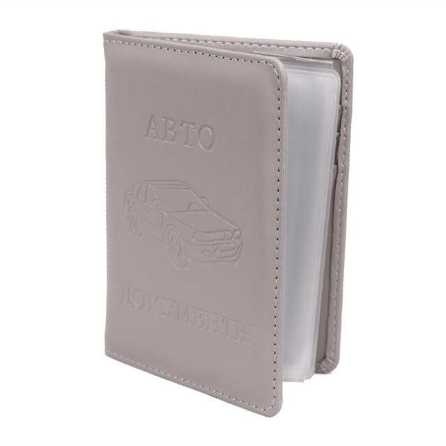 Pu Lederen Cover Voor Auto Documenten Visitekaartje Houders Bestuurder Licence Covers Reizen Portemonnee Voor Auto-Documenten Abto: Gray