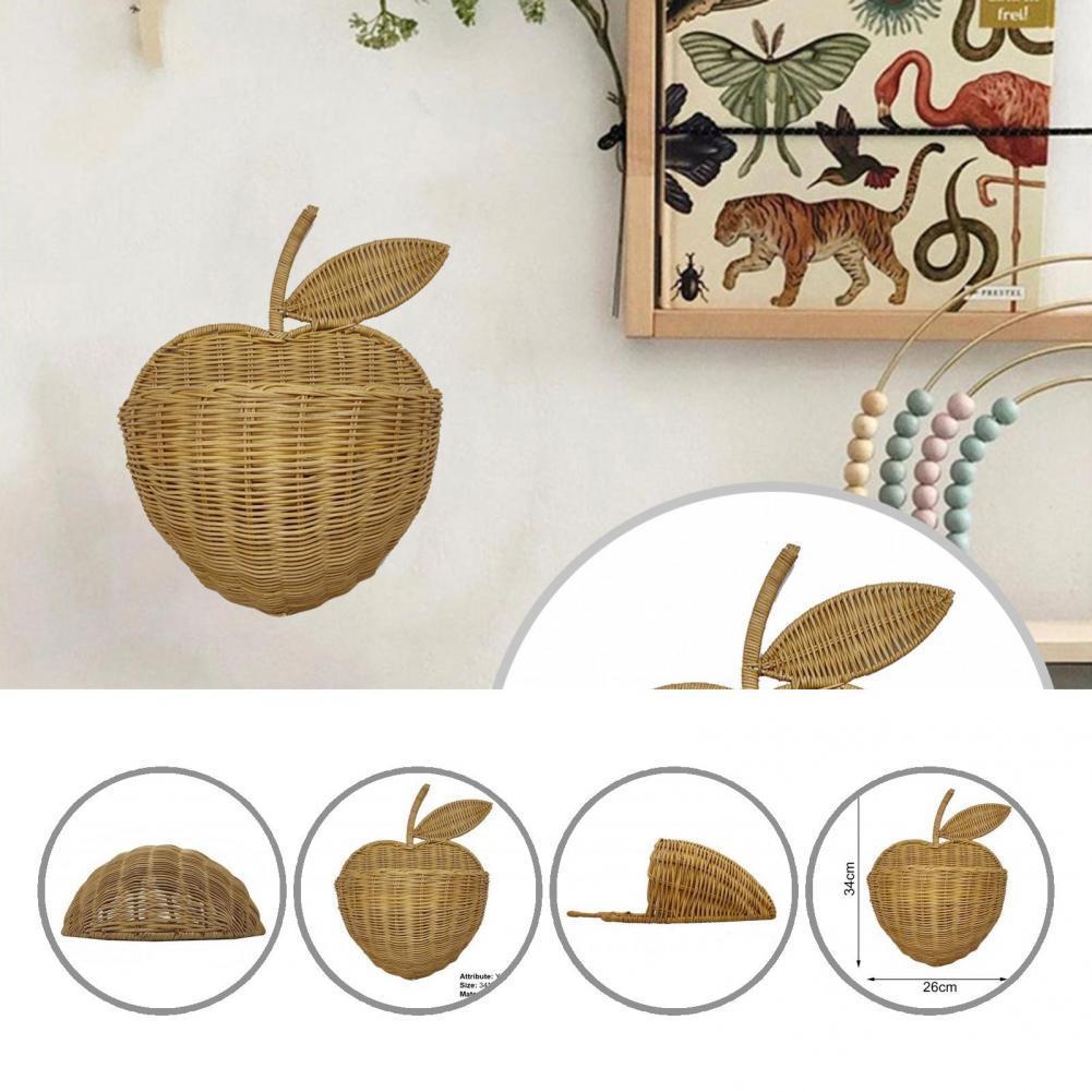 Panier de rangement en rotin en osier tissé à la main, en forme de pomme, pour vêtements d&#39;enfants, support suspendu pour jouets, support organisateur, décoration murale, photographie