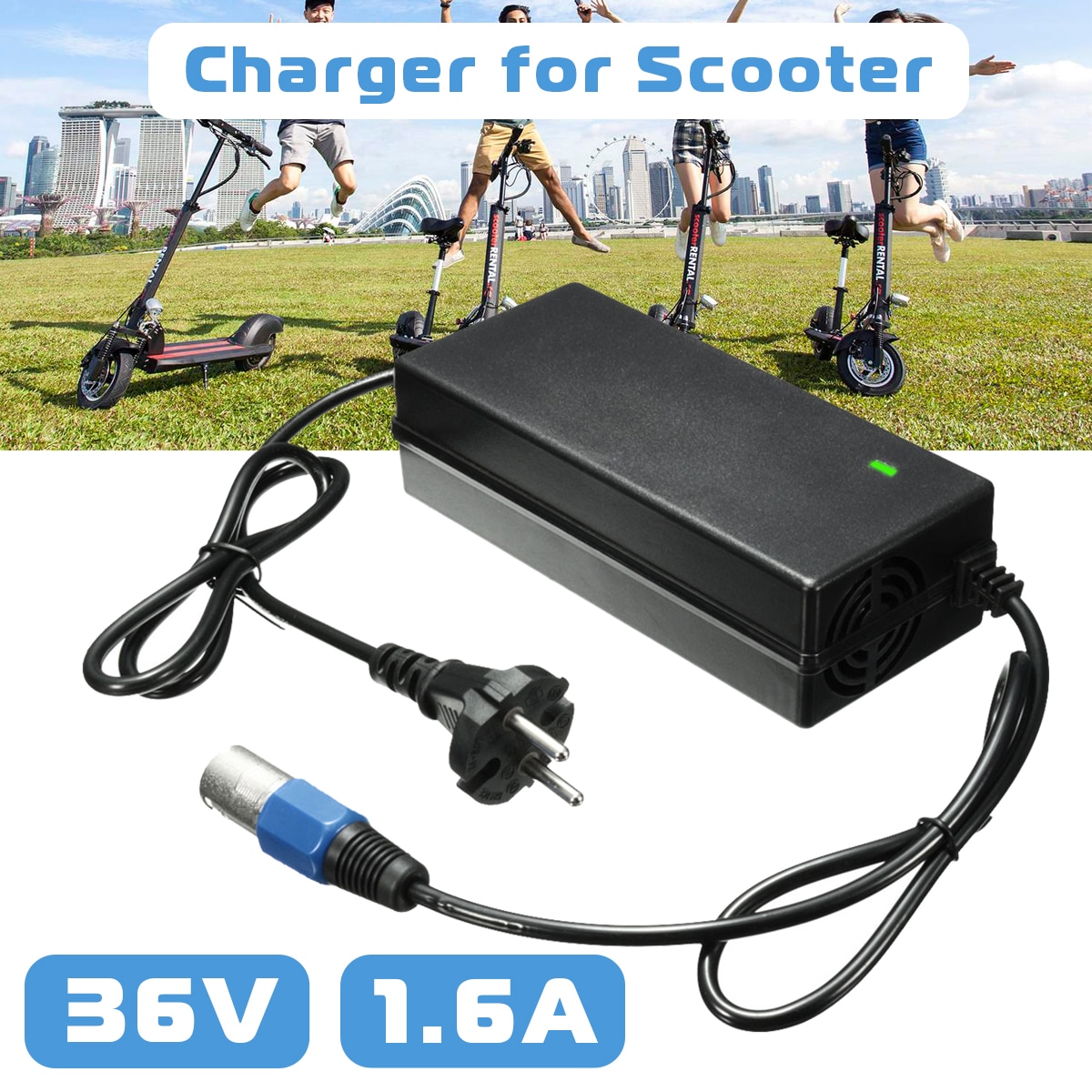 LEORY 36 Volt 36 V 1.6A 3 Mannelijke Connector Lood-zuur Elektrische Batterij Oplader Voor Scooter Bike IZIP I-750 I-1000 sereno eZip 1000