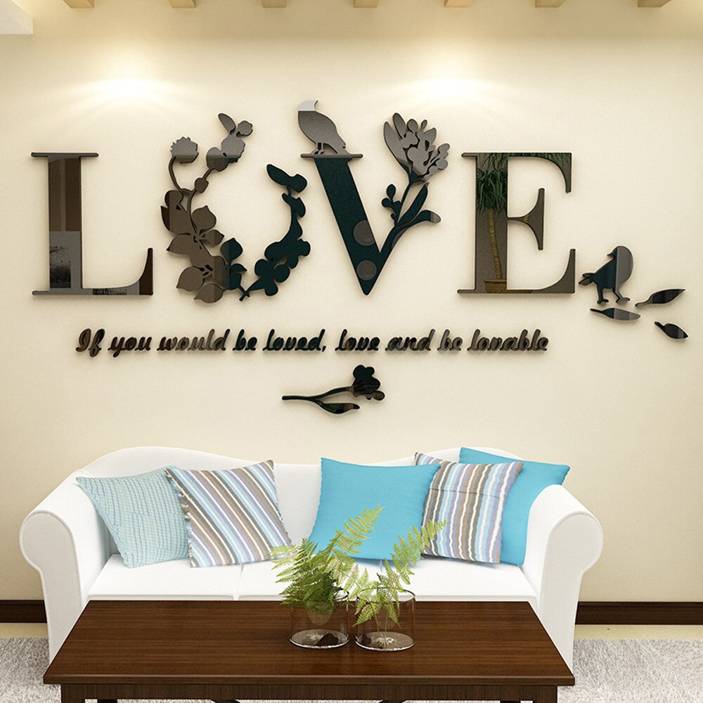 25 # Stijlvolle Verwisselbare 3d Leaf Liefde Muursticker Art Vinyl Decals Slaapkamer Decor Gespiegeld Decor Slaapkamer Stickers Home Decoratie