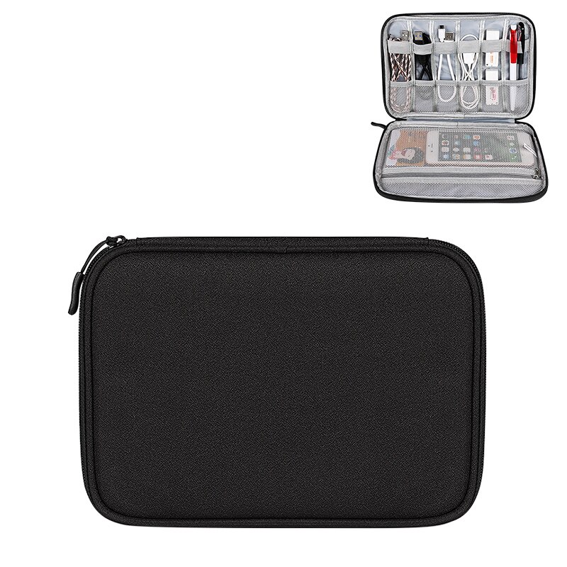Pochette de rangement Portable, sac de rangement Portable pour chargeur USB Gadgets câbles fils pochette de rangement de voyage Protection des accessoires électroniques: Black