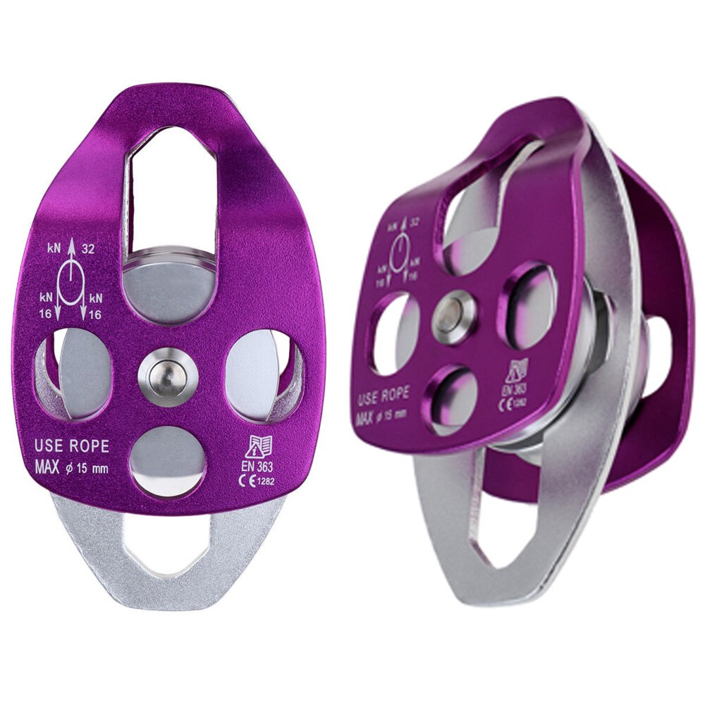 2PC 32KN Swing Climbing Double Pulley for Caving Rock Climbing Rappelling Rescue Dragging Sheaves Caving Rescue Hauling System