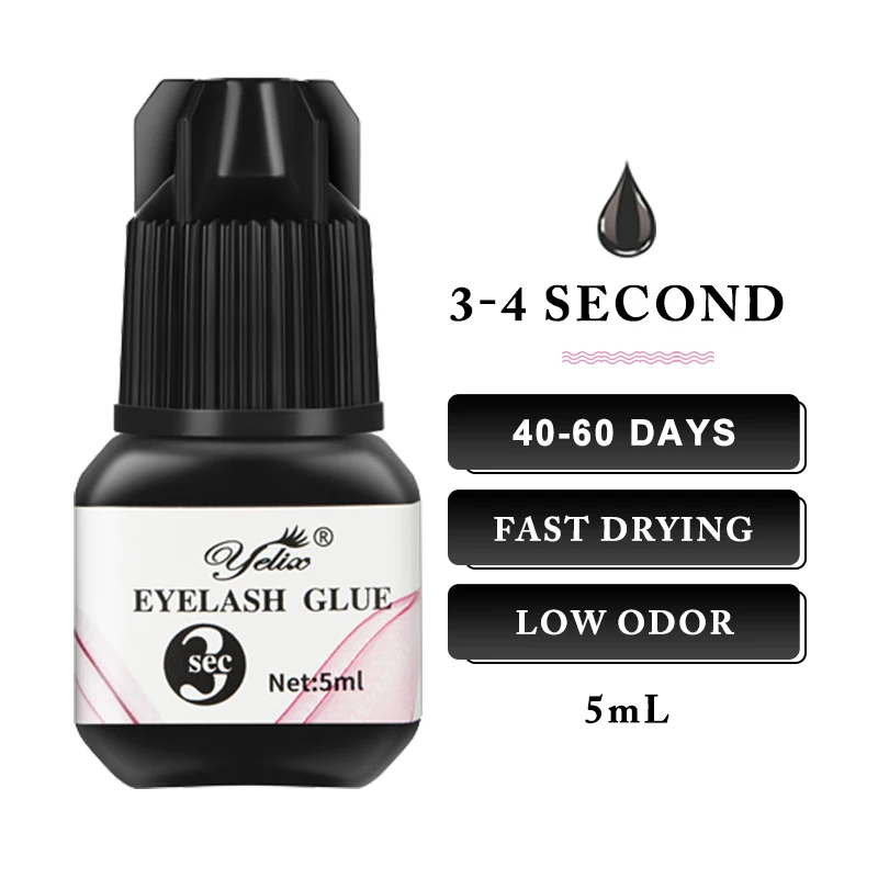 Yelix vippelim 5ml 0.5s 1s 2s 3s vippelim hurtigtørkende sterkt lim til falske vippeextensions: Mørkerød