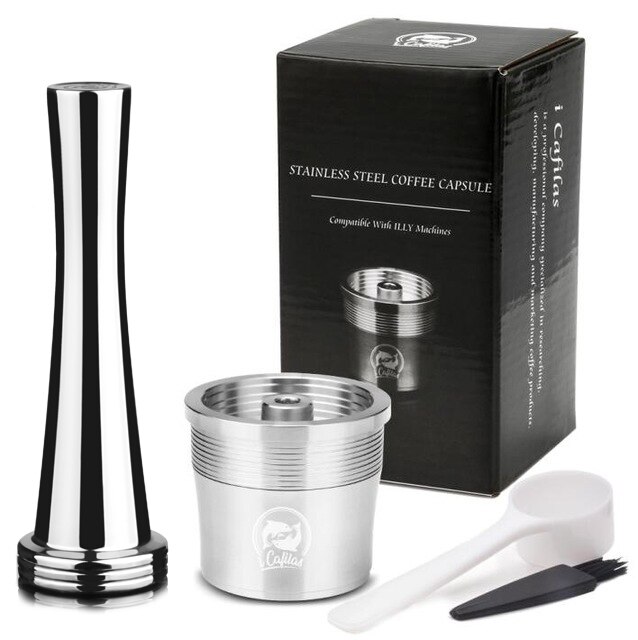 Icafilas påfyllbart metallfilter för illy kaffemaskin café kapslar kopp metall rostfritt stål återanvändbara kaffekorgar kapslar: 1 kapsel 1 manipulering