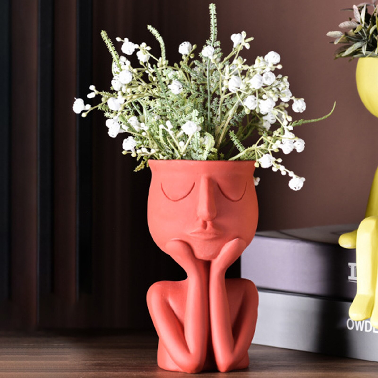Indien porte-Pot de fleurs humain pense visage en céramique maison plantes Pot de fleur Vase planteur table décoration support